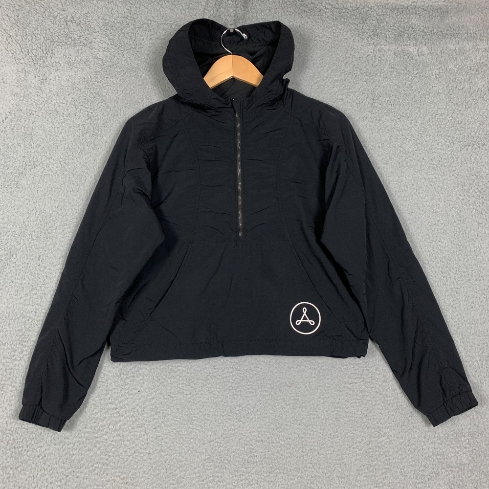 Lululemon Hit Reset Jacket Women's 10 Black 1/2 Zip Hooded Cropped Windbreaker